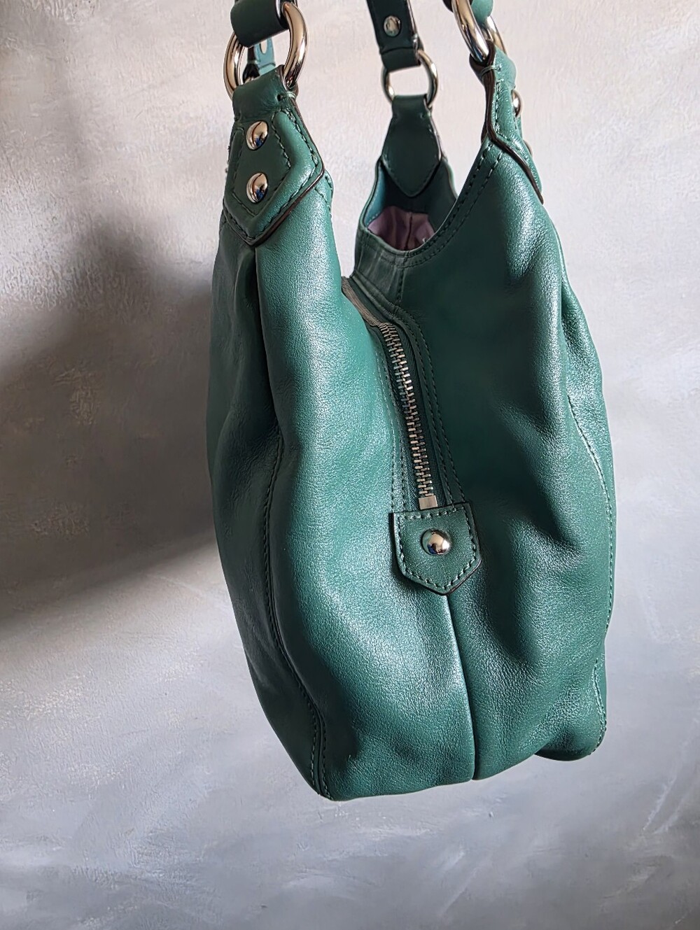Coach Ashley Teal Green Leather Hobo Slouchy Shoulder Bag F21926 12x9x3 - Picture 12 of 12